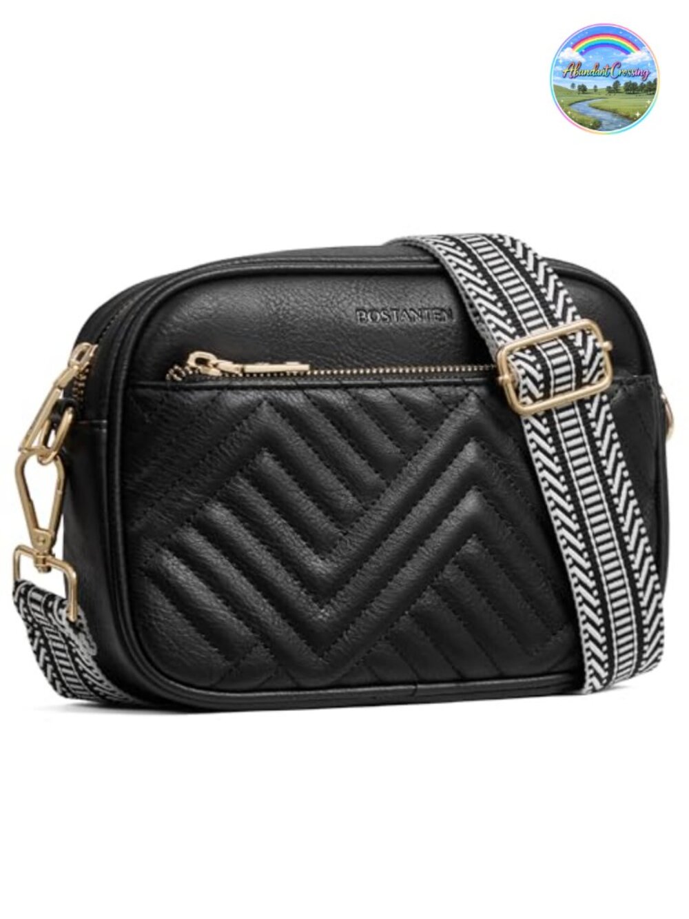Quilted Small Crossbody Bag Vegan Leather Purse RFID Card Slots Wide Strap